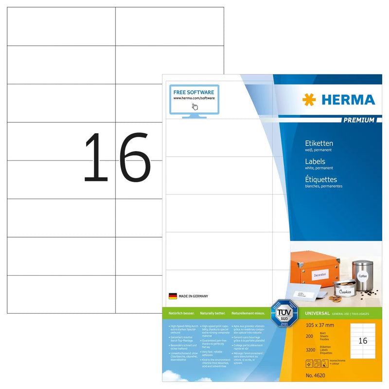 Herma Labels Premium A4 White 105X37 Mm Paper 3200 Units