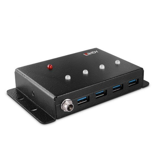 Lindy 43374 Hub Interfaz USB 3.2 Gen 1 (3.1 Gen 1) Type-b 5000 Mbit/S Black