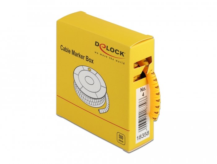 Delock Marcador Cables Box, Nr: 4, Yellow 500 Units