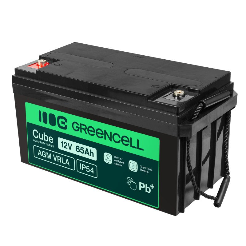 Green Cell Battery Mantenimiento Libre Cube Agm Vrla IP54 12V 65AH Cortacéspedes, Scooters, Barcos And Chairs