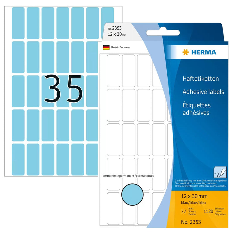 Herma Labels Multiusos Blue 12X30 Mm Paper Matte 1120 Units