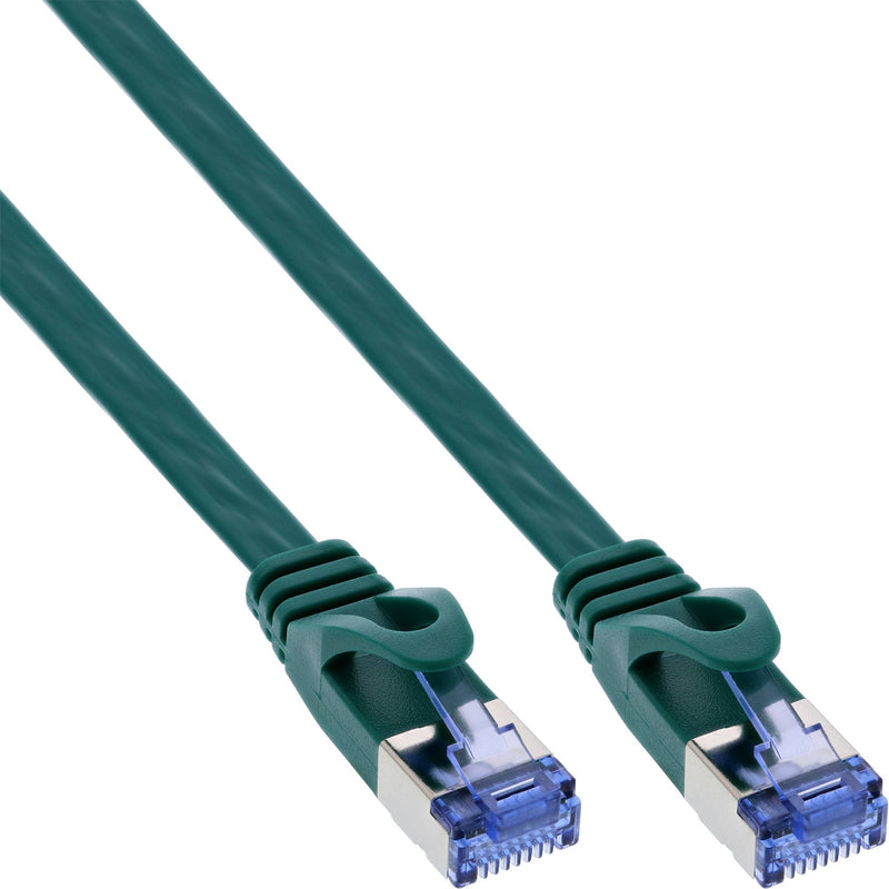 Inline Network Cable Flat , U/FTP, CAT.6A, Green 10M
