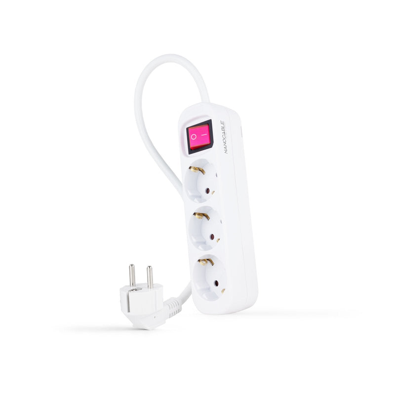 Nanocable Power Strip 3 Sockets Switch 1.4M - White
