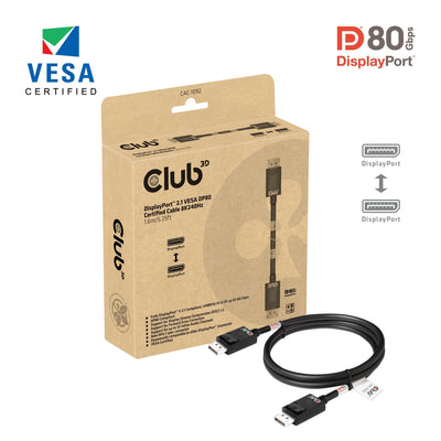 Cable CLUB3D DisplayPort 2.1 DP80 1,6M 10K 8K 4K M Retail — image 1