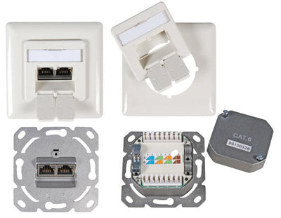 Efb Socket Datos CAT.6 250MHZ Derecha Izquierda, EMPOTRADO,2x RJ45,WEI — image 1