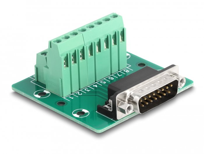 D-sub 15 Pin Connector Male a Terminalblock Carril Din