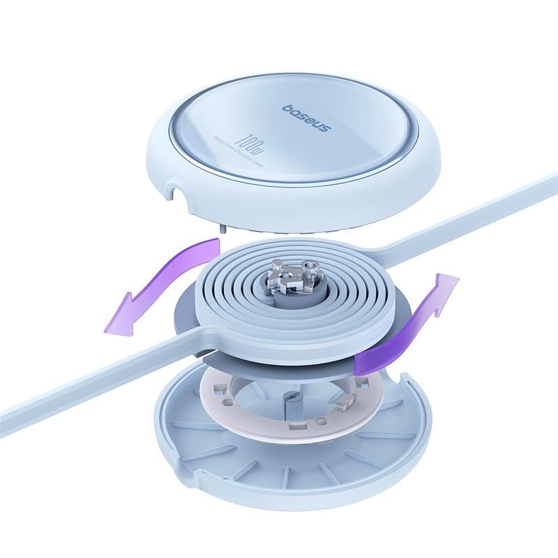 Baseus Cable Type-c - Type-c FREE2DRAW Reatractable 480MB/S, 100W, 1M, Blue (P10364500311-00)