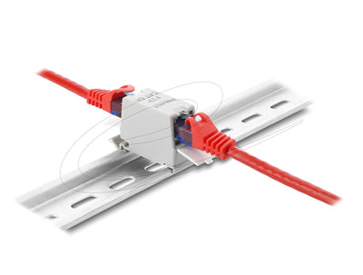 Delock RJ45 Empalme CAT.6A Connector Female a Female With Cover Antipolvo Carriles Din Assembly Apantallado Gr — image 1