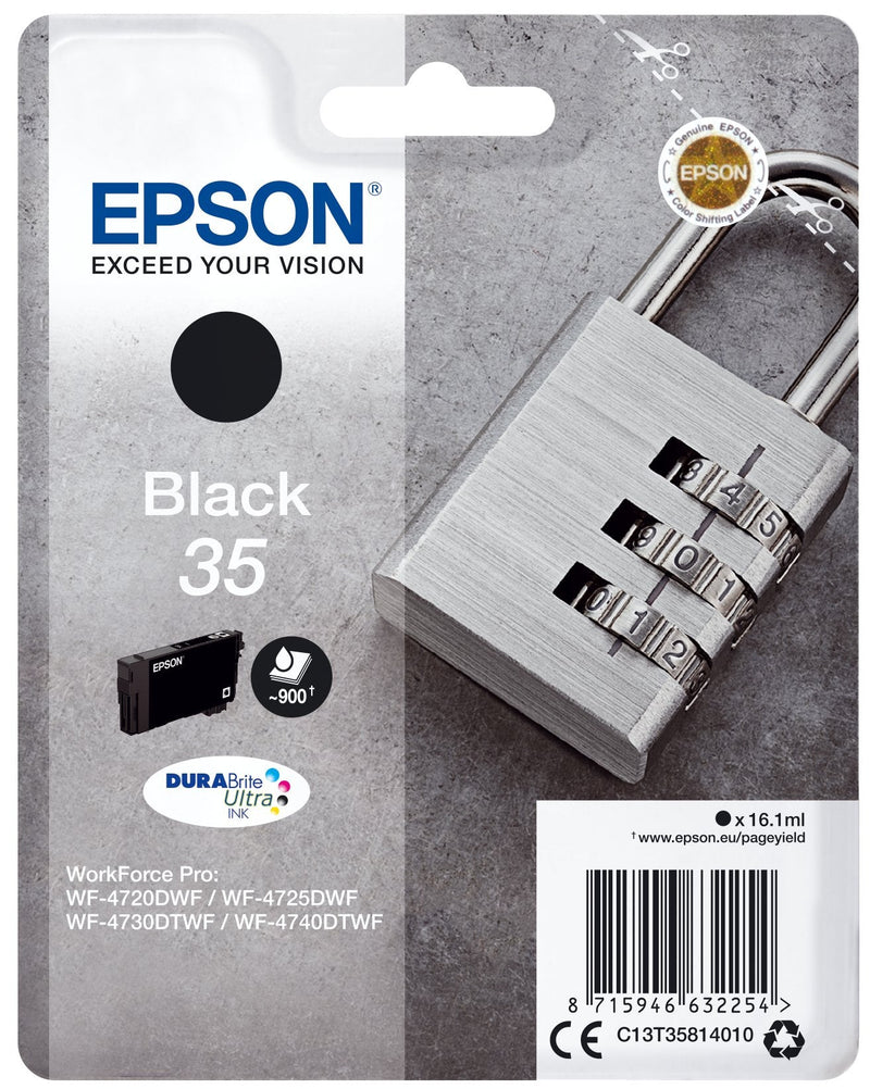 Epson Genuine Ink Nº 35 Black Workforce Pro WF-4720, WF-4720DWF, WF-4725DWF, WF-4730, WF-4730DTWF, WF-4740, WF