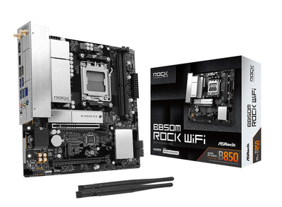 Asrock Motherboard B850M Rock Wi-Fi AM5 MATX HDMI DP DDR5 — image 1