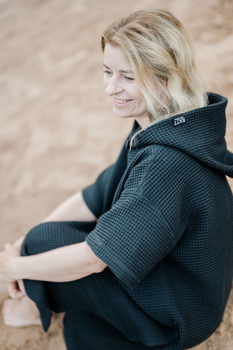 Short-Sleeve Surf Poncho - Cotton Waffle