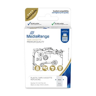 Mediarange Tape Labeller Brother TZ-121/TZE-121 9MM, 8M Sw — image 1