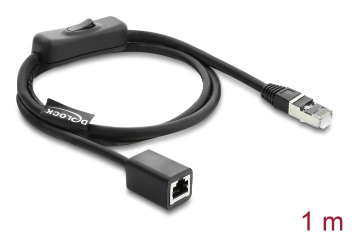 Delock RJ45 Cable Connector Male a Female With Switch CAT.6 F UTP 1M - Conmutación Network Black
