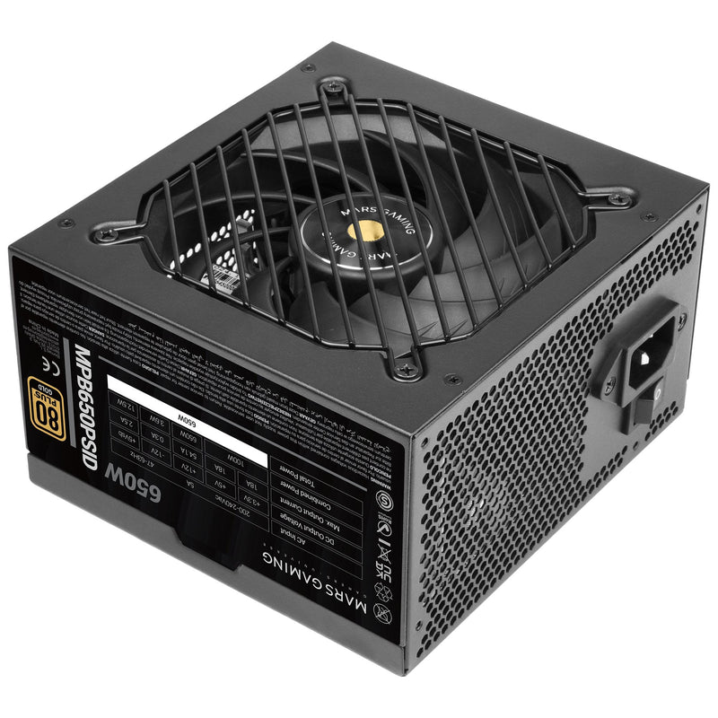 Mars Gaming Power Supply 650W MPB650PSID ATX3.1 80 + Gold Pfc Activo PCIE5.1 12V-2X6 Dc-dc Digital Smd Black
