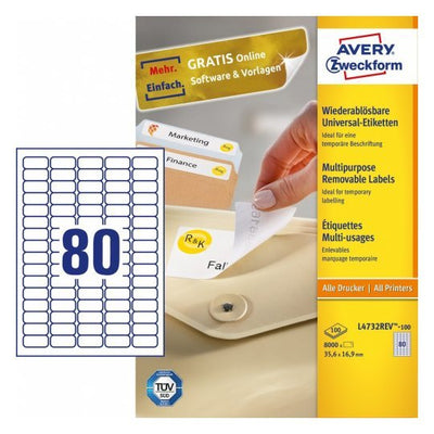 Avery Zweckform Labels L4732REV-100 White 35,6 X 16,9MM — image 1