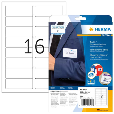 Herma Labels Textiles Nombre A4 88,9X33,8MM White 320UD. — image 1