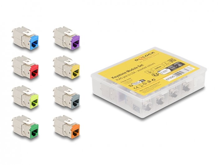 Delock 87896MÓDULO Keystone RJ45 Female a Lsa CAT.6A Assembly Sin Herramientas Colores Surtidos Set 8 Piezas