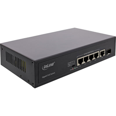 Inline® PoE + Gigabit Network Switch 5 Port (4X PoE + ), 1XSFP, 1GB/S, Desktop, Metal Without Fan — image 1