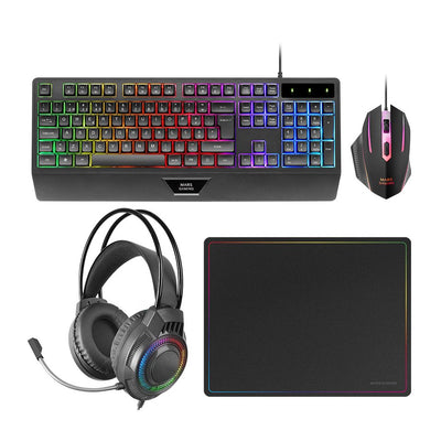Mars Gaming Keyboard Mouse Headset And Mouse Pad MCP124PROPT H-mech RGB 3200DPI Black Portuguese — image 1
