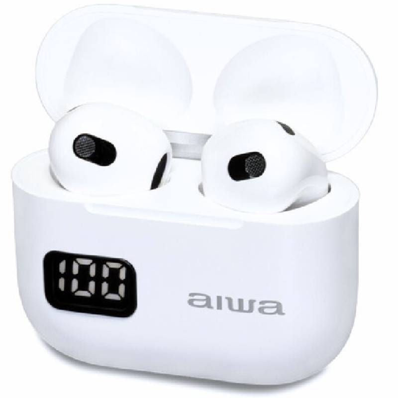 Aiwa Auriculares Bluetooth EBTW-100WT Con Funda Charging Batería Life 3H Blanco