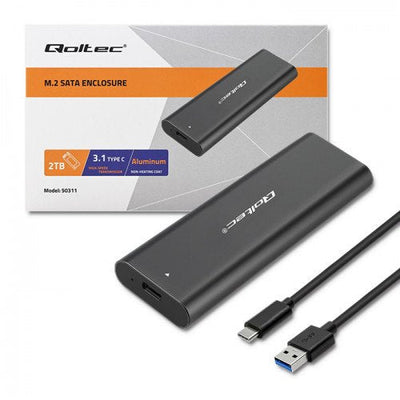 Qoltec 50312 External Enclosure M.2 SATA SSD NVMe USB Type C — image 1