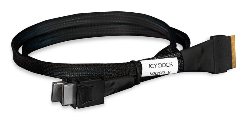 Cable Icy Box Slimsas X8 SFF-8654 2X Oculink X4 SFF-8611 Black 50CM MB206L-B