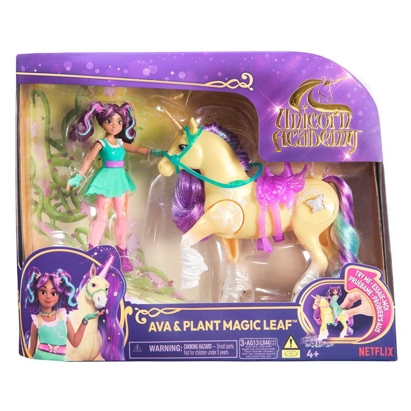 Spin Master Unicorn Academy - Ava And Plant Magic Leaf, Figure Toy With Melena And Cola Reales And Función Lig