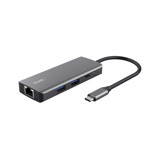 Trust Docking USB Type-c Dalyx 2x USB 2x USB Type-c 1x HDMI 1x RJ45 Grey — image 1