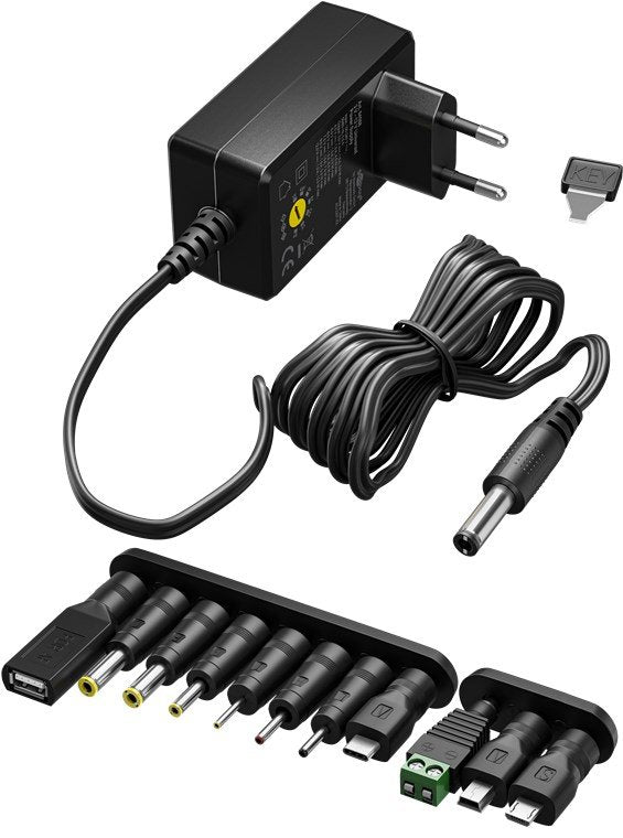 Goobay 64568 Power Supply Universal 3V - 12V, Max. 12W, Black