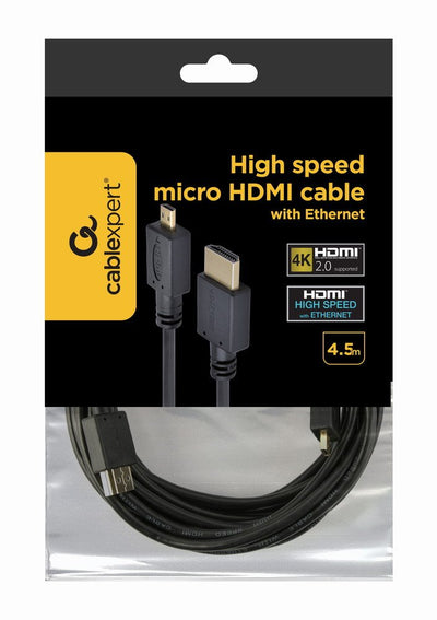 Gembird HDMI Cable - Micro HDMI Gold-plated 4.5M Black — image 1