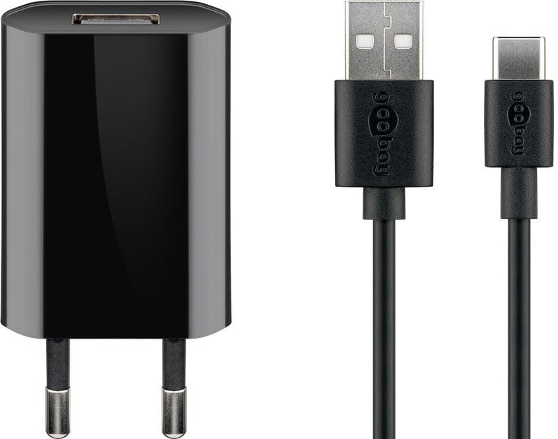 Goobay Charger USB-C 5 Watts Cable 1 Tape Measure USB-A USB-C 45293 Black