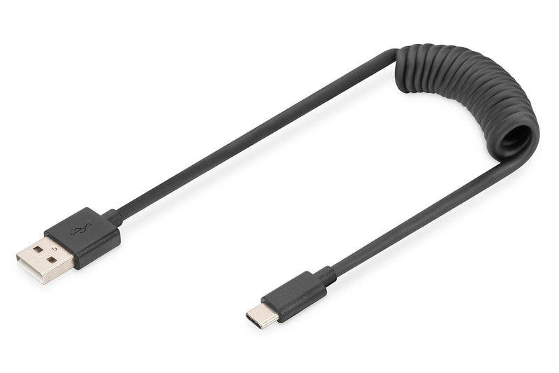Digitus Spiralkabel Usb-a-usb-c 1M Usb-a-usb-c Black
