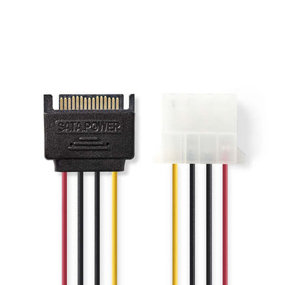 Nedis Internal Cable Power Molex Connector Male 2X SATA 15-PIN-CONECTOR Female Chapado Oro 0.15M Round Pvc — image 1