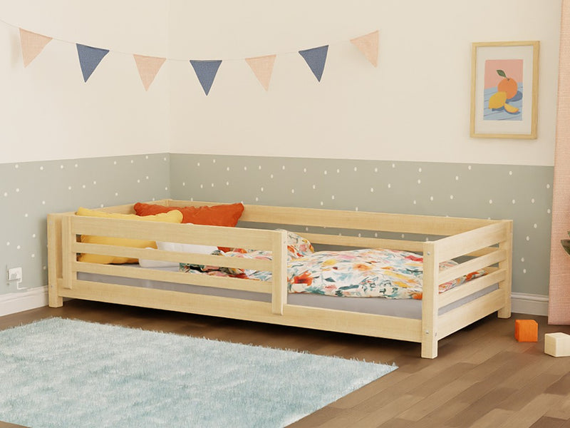 TULY Low Wooden Bed with Safety Rail – 90 cm Wide