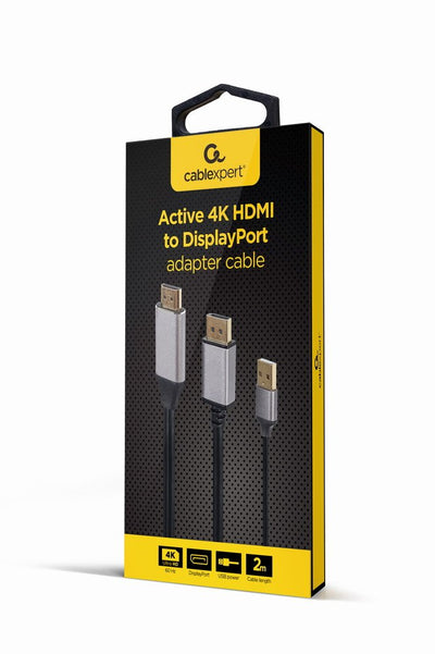 Gembird Active 4K HDMI Male To DisplayPort Male Adapter Cable 2M Black — image 1