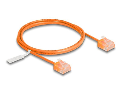 Delock RJ45 Network Cable CAT.6 UTP Ultra Slim 1M Orange With Kurzen Machon — image 1