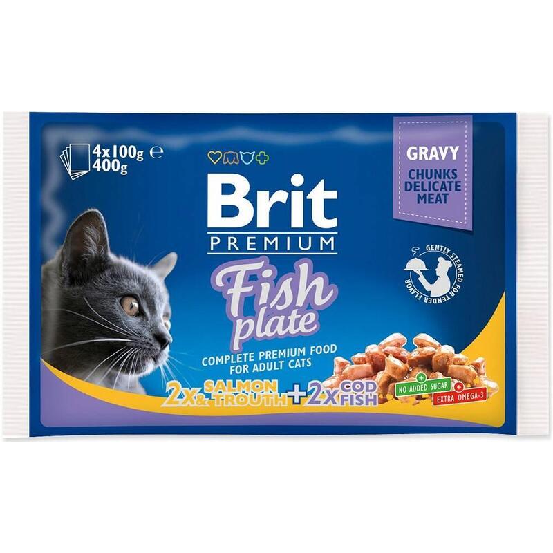 Brit Premium Cat Fish Plate - Comida Húmeda Gatos - 4X100G