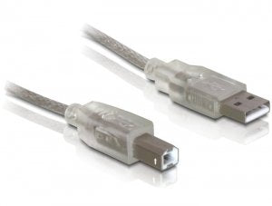 Delock USB Cable 2.0 Typ-a Male USB 2.0 Typ-b Male 0,5M Transparent