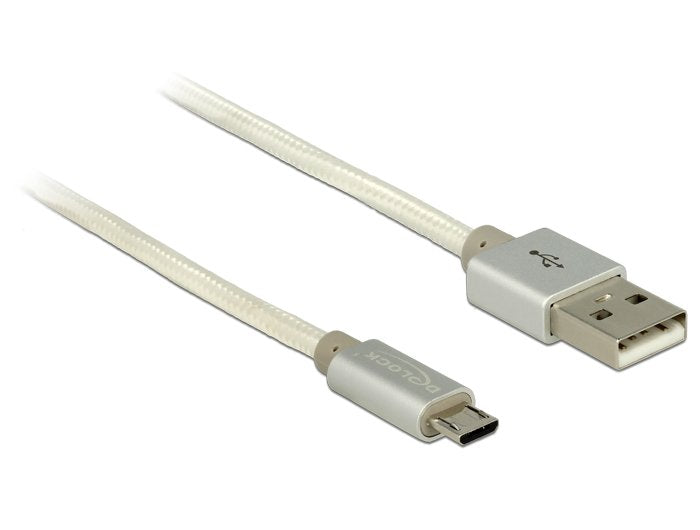 Delock Cable Datos And Charging USB 2.0 Tipo-a Micro-b White 50CM