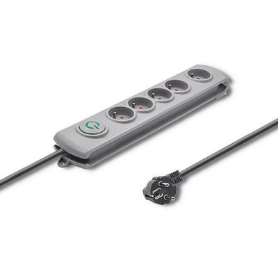 Qoltec Surge Protector Quick Switch 5 Sockets 3M Gray — image 1