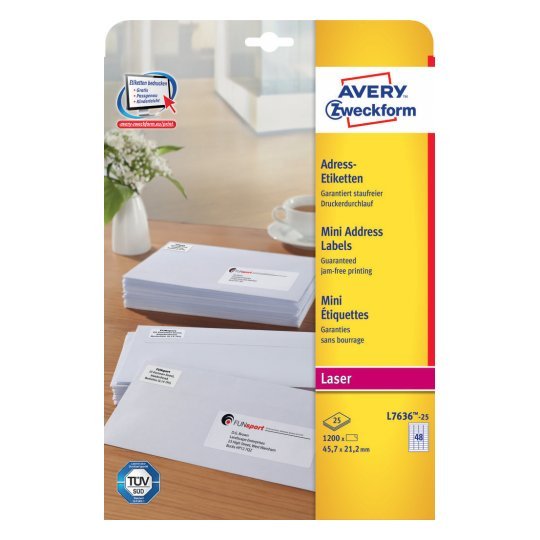 Avery Zweckform Labels Dirección L7636-25 White 45,7 X 21,2MM