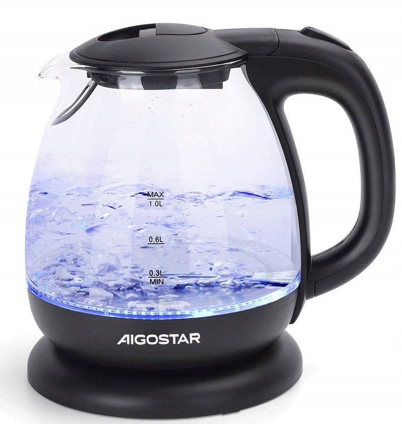 Aigostar Mini Kettle Electrico Glass 2200W 1L Black