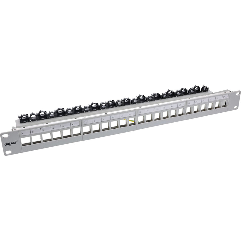 Inline® Patch Panel 24-WAY, Keystone Empty Panel Patch Panel 19, 1U, Light Grey RAL7035