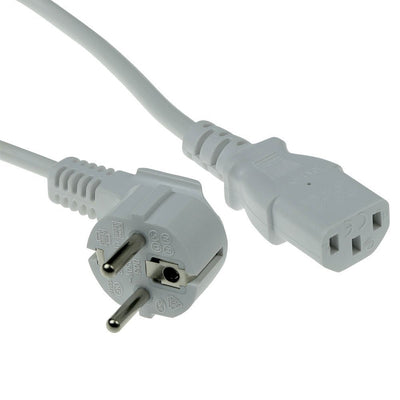 Powercord Mains Connector Schuko Cee 7 Male (angled) - C13 IEC 60320 White 3M — image 1