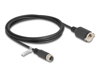 Delock M12 Cable A-kodiert 8 Pin Female a RJ45 Female CAT.5E FTP 2M Black — image 1