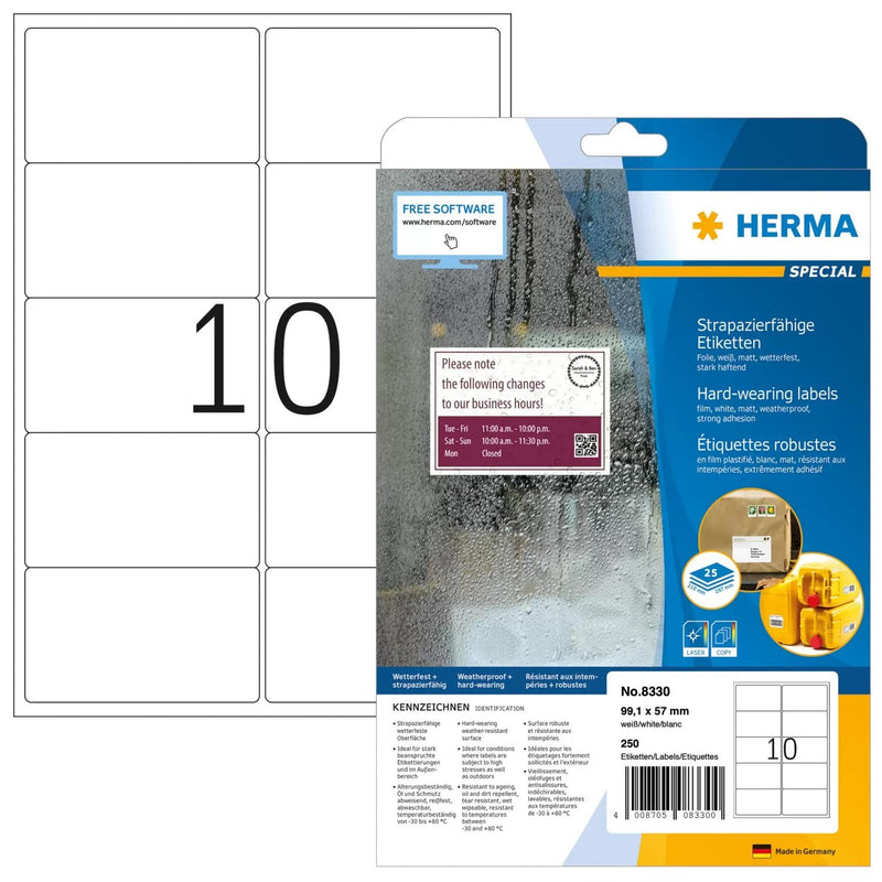 Herma Labels Dirección A4 White 99,1X57 Mm Lámina 250 Units