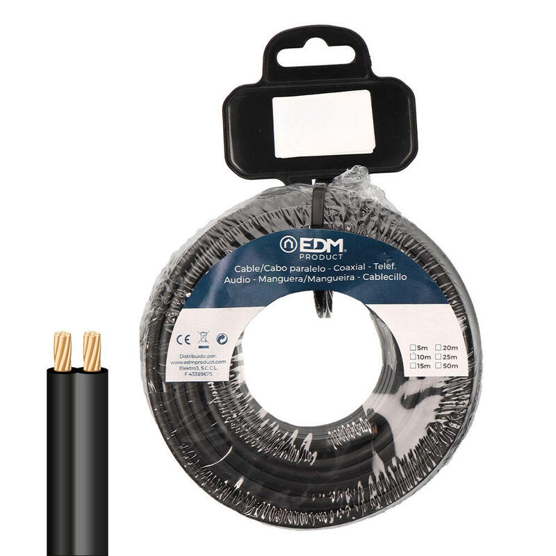Film Roll Cable Paralelo 2X0,75MM Black 25M