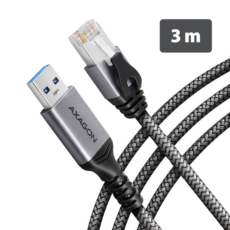 Axagon ADE-AM30 USB-A 5Gbps - Gigabit Ethernet Adapter With Integrated CAT.6 RJ-45 Network Cable (3M), Asix AX