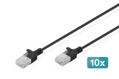 CAT.6 U-UTP Slim Network Cable, 3M, Black 10 Pcs — image 1