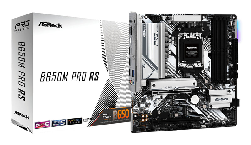 Asrock B650M Pro Rs AMD B650 AM5 microATX 4 DDR5 HDMI DP 2.5G LAN PCIE4 RGB 3X M.2